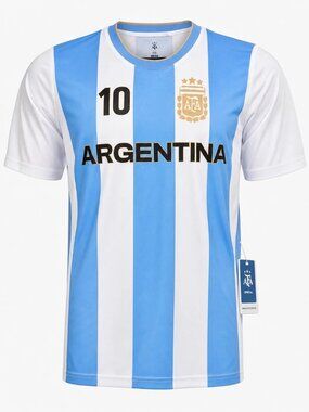 AFA Argentina Official Lionel Messi #10 Soccer Jersey T-Shirt, White, L NWT